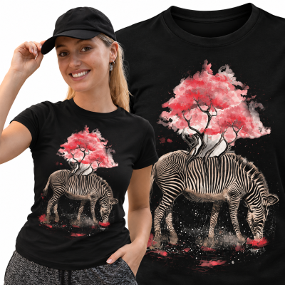 KOSZULKA DAMSKA ZWIERZĘTA ZEBRA